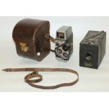 Bell and Howell 8mm cine camera autoset turret, complete with original leather case, and a Coronet