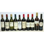 Two Chateau Haut-Lignan 2000 Medoc 75cl, and Mouton Cadet 1997 75cl and seven other bottles of red
