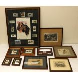 Collection of Prints and framed Cigarette Cards of Otter Hounds and Water Spaniels by Vernon Stokes,