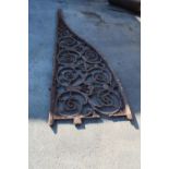 C19th large and ornate cast stable divider with pierced scroll and flower design, H287cm, bottom