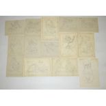 Eulalie Minfred Banks (1895-1999): twelve mid 20th century pencil sketches for Christmas cards