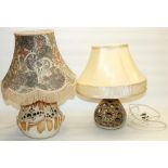 Shelf Pottery table lamps c1970s, H30cm max. inc. fitting (2)