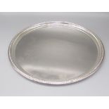 ER.II hallmarked Sterling silver circular tray with beaded border, by Barker Ellis Silver Co.,