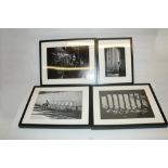 Modern black and white photographic prints in black frames max. 52.5 x 42.5cm, and an unframed