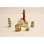 Four Beswick Beatrice potter figures, Old Mr Brown, Jemima puddle duck, Mrs Moppet, Foxy Whiskered