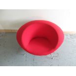 Vintage red upholstered Kirk lounge chair designed by René Holten for Artifort, on four chromed