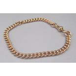 9ct rose gold curb link chain bracelet, with dog clip closure, stamped 375, 21.5cm, 18.1g