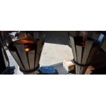 Two mains powered pub style outdoor lights with simulated flame (H193.5cm approx) and 6 citronella/
