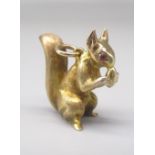 9ct yellow gold squirrel charm, with ruby set eyes, stamped 375, 7.5g