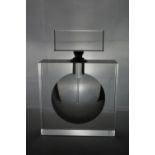 Large Art Deco style clear faceted glass mallet shaped perfume bottle, with screw top, H22cm in