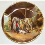 Royal Worcester cabinet plate, hand-painted with a country stable scene by Edward Townsend, D23cm