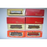Five boxed Rivarossi passenger/goods wagons including 2998 Barnum & Bailey Special Advertising Coach