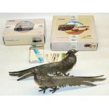 Two silver plated Italian pheasants, max. H14cm, boxed Corgi die-cast vehicles: Guy Arab Birmingham,