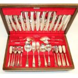 1960s Insignia Plate EPNS canteen of cutlery, six place settings in oak canteen, W48cm D29cm H10cm