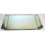 Art Deco wall mirror with plated mounts and geometric panels, W66cm H35cm