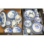 Large collection of blue and white Booths Real Old Willow pattern dinner and tea ware, including