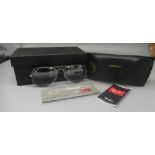 Pair of Ray-Ban Aviator Chromance sunglasses with mirror lenses, in black case with unopened wipe,