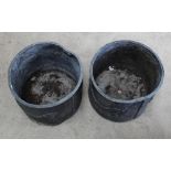 Pair of circular lead planters with lion and swag relief H approx 25cm W 31cm