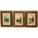 Douglas Haddow (British C20th): Geese over river landscapes, set of three watercolours, signed, 20cm