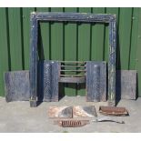 C19th cast iron fire surround with hob grate