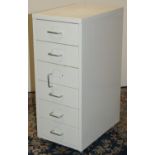 Small metal filing cabinet of six drawers, W28cm D41cm H69cm