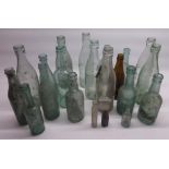 Collection of 21 glass bottles, from Scarborough, Grimsby, Wakefield, etc.