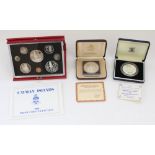 Royal Mint Cayman Islands 1988 silver proof and cupro-nickel ltd ed. date set together with a 1978