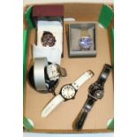 Vice Roy quartz chronograph wristwatch, Guess quartz wristwatch with dates and three other modern