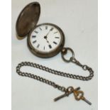Tho.s Spencer Chelmsford silver hunter pocket watch, white enamel dial set with roman numerals and