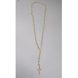 14ct yellow gold rosary bead style necklace, stamped 585, 8.0g