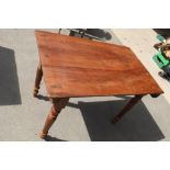 The Amanda Barrie Collection - Campaign style mahogany table, with folding legs and 3 plank top,