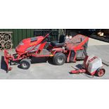 Countax C600H Hydrostatic ride on mower with front shovel, grass and leaf collector with roller