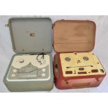 Two vintage reel to reel tape recorders, HMV, and Collaro