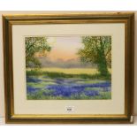 Douglas Haddow (British C20th): Wild flower meadow at Sunset, watercolour, signed, 25cm x 34cm