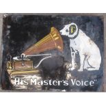 Enamelled sign "His Master's Voice" W53cm H43cm