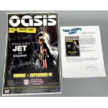 Oasis 2005 concert poster with special guests Jet and Kasabian, Signed by Noel Gallagher, Liam