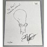 Seth MacFarlane signed artwork of Roger 'To Raul! Thanks For watching!' 142/300