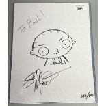 Seth MacFarlane signed artwork of Stewie Griffin 'To Raul' 298/300