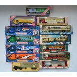 Collection of diecast truck models, mostly 1/64 scale to include Corgi Eddie Stobart, Geodis