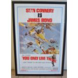 Original US printed one sheet film poster for the 1967 James Bond film You Only Live Twice,