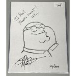 Seth MacFarlane signed artwork of Peter Griffin 'To Paul Freakin Sweet!' 160/300