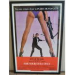 Original one sheet US printed film poster for the 1981 James Bond film For Your Eyes Only, framed.