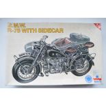 Esci 1/9 scale BMW R75 Motorbike with sidecar motorbike plastic model kit (item no 6003), un started