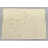Signed James Dean message, written in fading fountain pen ink 'To Caroline thanks alot! James Dean',