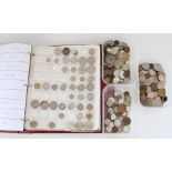 Folder of mixed commonwealth and world coinage and three other tubs of mixed world coinage