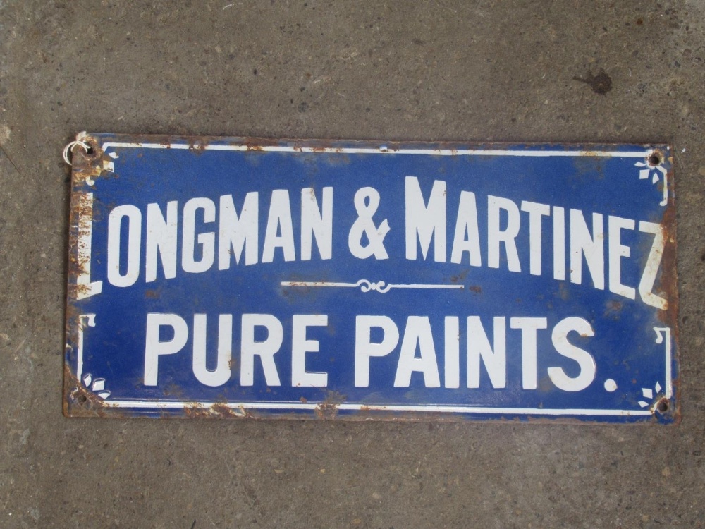 Enamelled sign "Longman & Martinez Pure Paints" W43cm H20cm