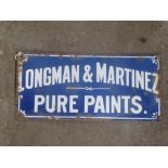 Enamelled sign "Longman & Martinez Pure Paints" W43cm H20cm