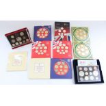 Nine Royal Mint UK BUNC coin collection date sets, a 1997 and 2005 UK proof coin set (11)