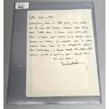 Paul McCartney hand written letter in black ink, purportedly to Mia Farrow and another person