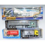 Two boxed large 1/32 scale diecast and plastic truck models by New Ray, part of their Long Hauler